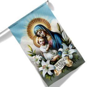 Mary Mother and Jesus Christ Blessed Easter Flag MLN2514F