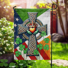 FLAGWIX  Irish Celtic Cross With Claddagh Ring And Heart Flag MLN2511F