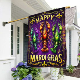 FLAGWIX  Crawfish Mardi Gras Beads Flag TQN2376F