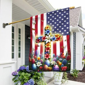 Happy Easter Day, Christian Cross American Flag TPT1552F