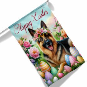 German Shepherd Dog Happy Easter Flag TQN2496Fv1