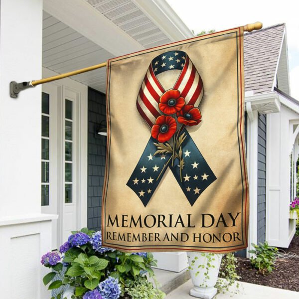 FLAGWIX  Memorial Day Remember And Honor Ribbon Poppy Flag TQN2471F