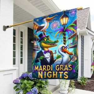 FLAGWIX  Mardi Gras Nights Alligator Pelican Flag TQN2528F