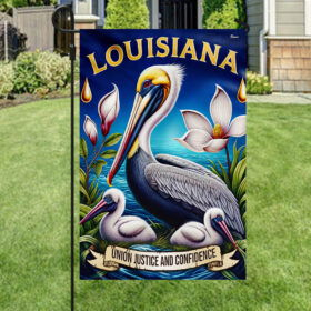 FLAGWIX  Louisiana State Union Justice and Confidence Brown Pelican Bird Flag MLN2539F