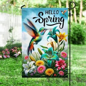 FLAGWIX  Hello Spring Hummingbird Flag TQN2437F