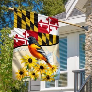Maryland Black-eyed Susan Flower and Baltimore Oriole Bird Flag TPT745Fv1