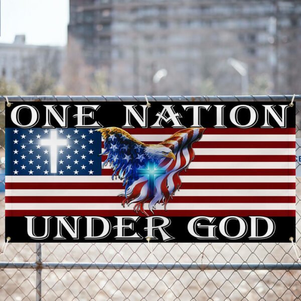 One Nation Under God American Eagle Patriot Fence Banner TPT1649FB
