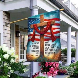 FLAGWIX  Jesus Cross American Flag As For Me And My House We Will Serve The Lord Flag MLN2639F