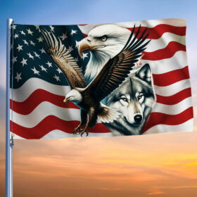 Eagle and Wolf American Grommet Flag TPT1610GF