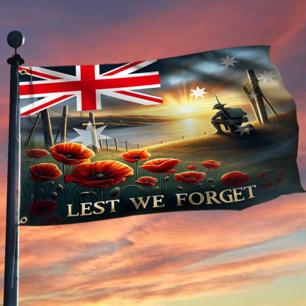 Anzac Day Australian Veteran Lest We Forget Grommet Flag MLN2466GF