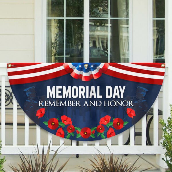 Memorial Day Flag Remember And Honor Non-Pleated Fan Flag TQN2644FL