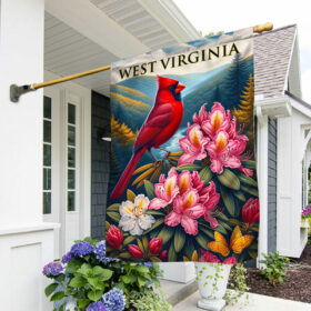 FLAGWIX  West Virginia Cardinal and Rhododendron Flower Flag MLN2616F