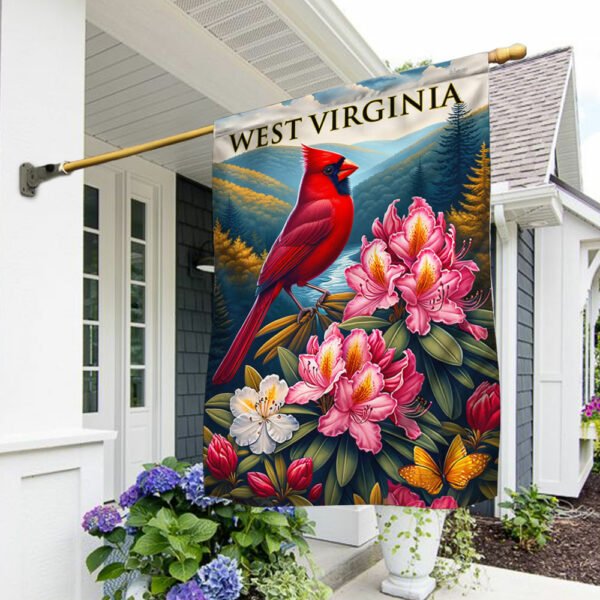 West Virginia Cardinal and Rhododendron Flower Flag MLN2616F