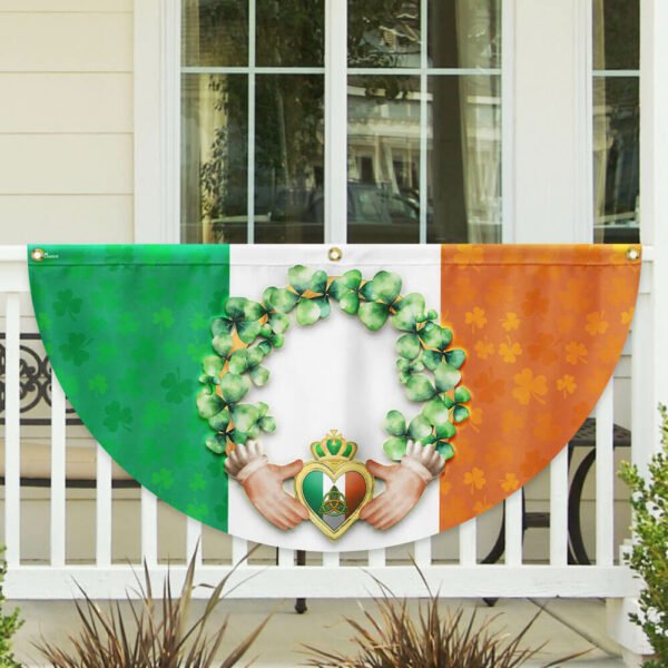 Claddagh With Shamrock, Irish St. Patrick’s Day Non-Pleated Fan Flag TPT1622FL