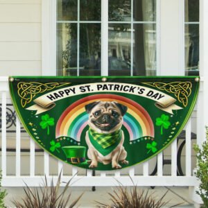 Pug Dog Happy St Patrick's Day Non-Pleated Fan Flag TQN2610FL