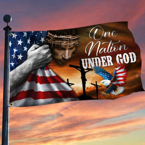 One Nation Under God, Jesus Christian American Eagle Grommet Flag TPT846GF