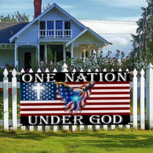 One Nation Under God American Eagle Patriot Fence Banner TPT1649FB