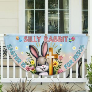 Bunny Easter Day Silly Rabbit Easter is for Jesus Non-Pleated Fan Flag MLN2629FL