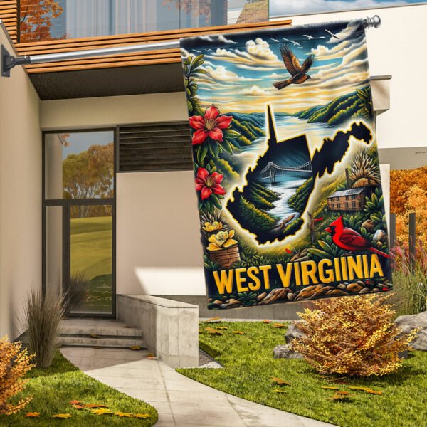 West Virginia Map State Flag TQN2646F
