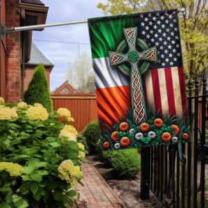 FLAGWIX  Irish Celtic Knot Cross Irish and American Flag MLN2571F