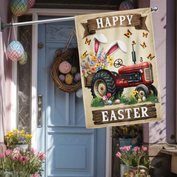 Farmer Tractor Happy Easter Flag TQN2637F