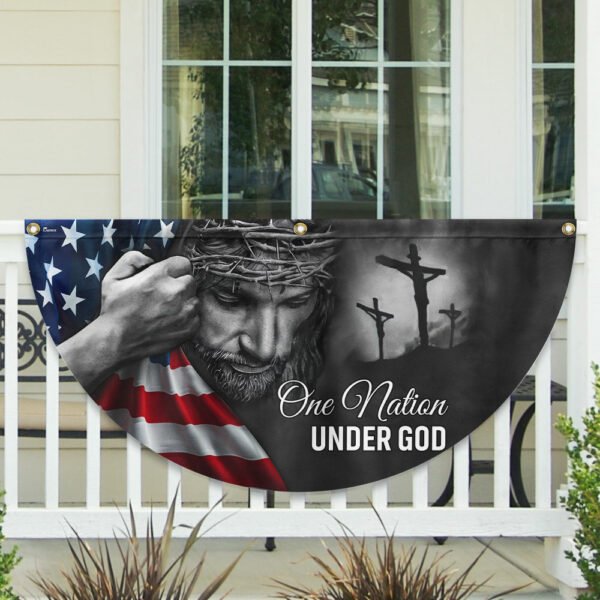 Jesus Flag One Nation Under God American Patriot Non-Pleated Fan Flag TRL06FLv5