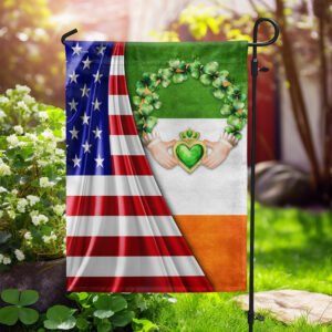 FLAGWIX  Irish St. Patrick’s Day Claddagh With Shamrock Flag MLN2565F