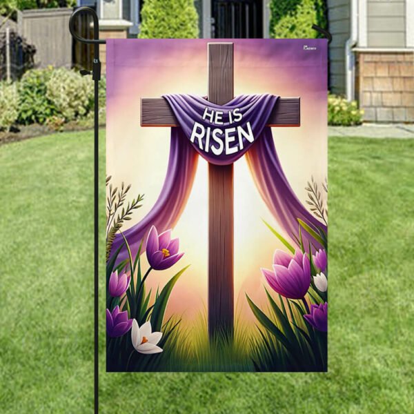 Jesus Easter Day He Is Risen Christian Cross Flag MLN2666F
