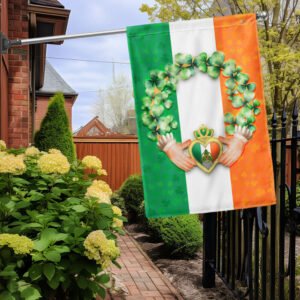 Claddagh With Shamrock, Irish St. Patrick’s Day Flag TPT1622F