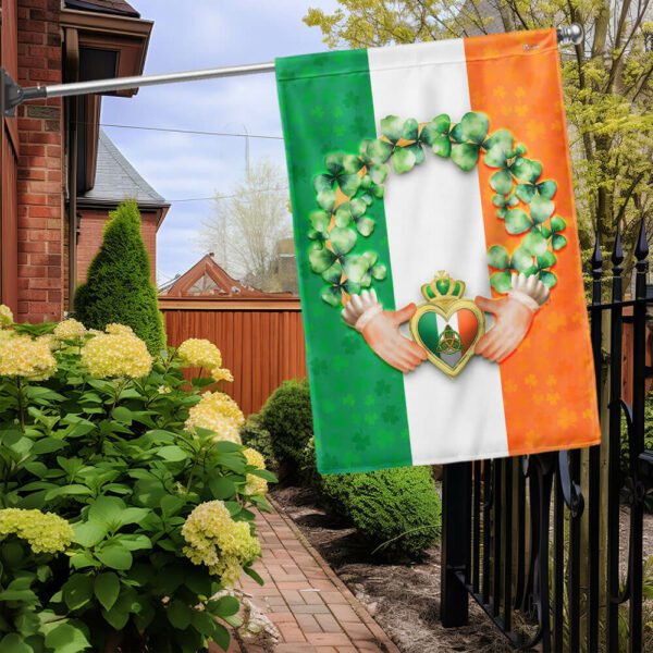 Claddagh With Shamrock, Irish St. Patrick’s Day Flag TPT1622F