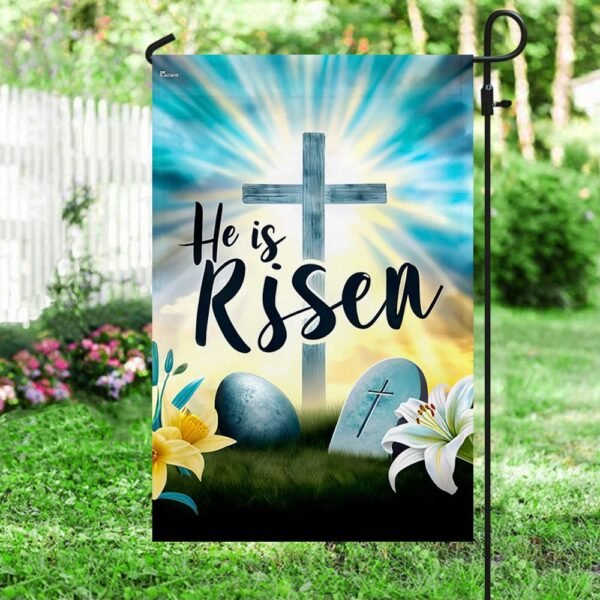 Easter Christian  Cross Resurrection of Jesus He Is Risen Flag MLN2554F