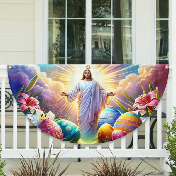 He Is Risen Easter Jesus Non-Pleated Fan Flag TQN2645FL