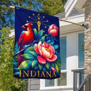FLAGWIX  Indiana State Symbols Cardinal and Peony Flower Flag MLN2572F