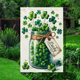 FLAGWIX  St Patricks Day Irish Shamrock Lucky Jar Flag TQN2562F