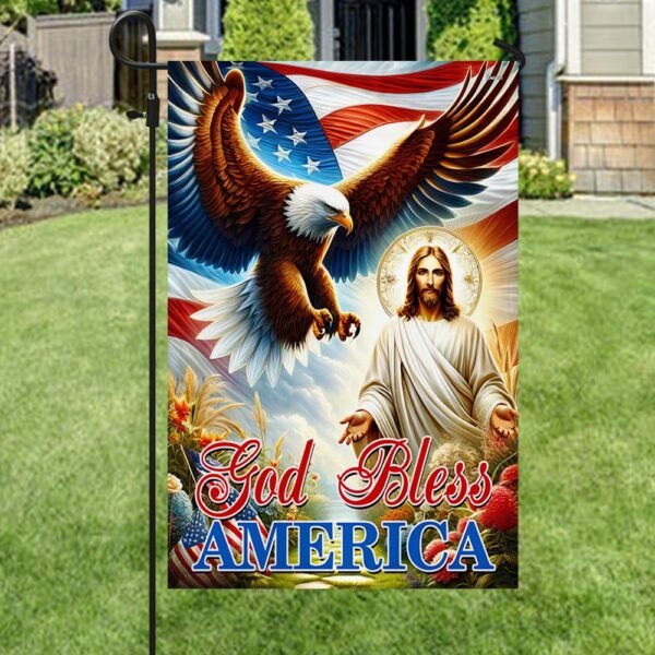 Patriotic Eagle Jesus God Bless America Flag MLN2663F