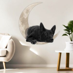 Black German Shepherd Laying On The Moon Hanging Metal Sign QNK1012MSv7a