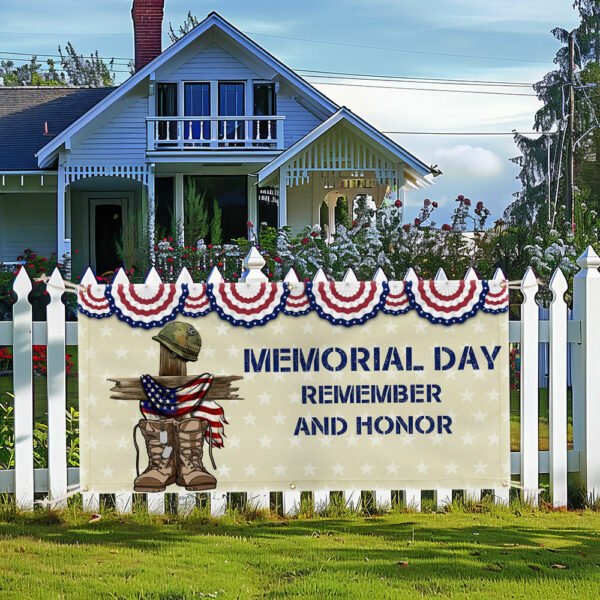Memorial Day Remember And Honor Fence Banner TQN2719FB