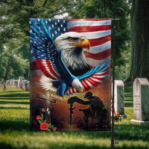 Memorial Day FLAGWIX U.S. Veteran Kneeling Soldier Christian Cross We The People Flag MLN2765F