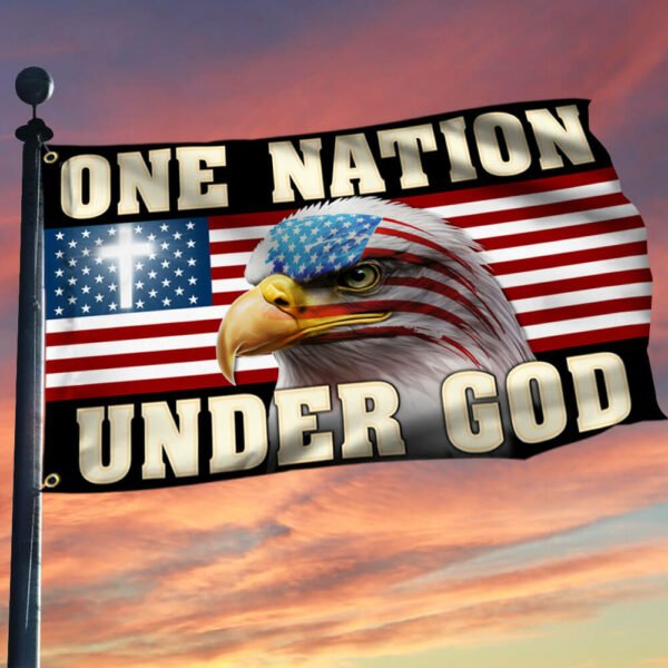 One Nation Under God Patriotic Eagle Grommet Flag MLN2786GF