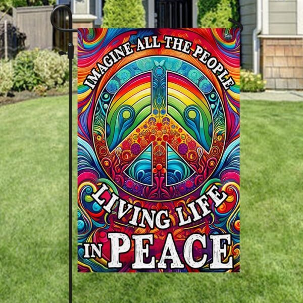 FLAGWIX Hippie Imagine All The People Living Life In Peace Flag MLN2809F