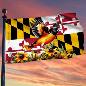 Maryland State Baltimore Oriole Bird and Black-eyed Susan Flower Maryland Flag TPT1676GF