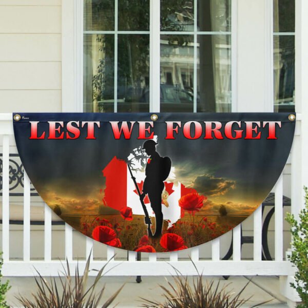 Lest We Forget, Remembrance Day Veteran Canadian Non-Pleated Fan Flag TPT1654FL