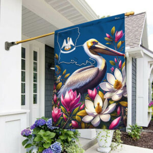 FLAGWIX Louisiana State Brown Pelican Bird and Magnolia Flower Flag MLN2788F