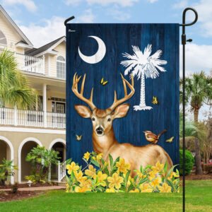 FLAGWIX South Carolina State Yellow Jessamine Flower and Whitetail Deer Flag MLN2766F