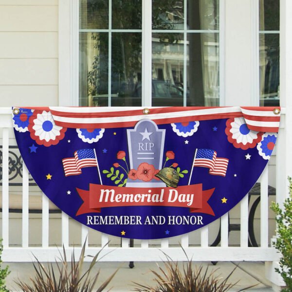 Memorial Day Remember and Honor Veteran Non-Pleated Fan Flag MLN2722FL