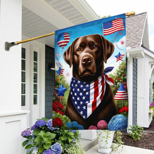 Chocolate Labrador Retriever Dog 4th Of July Flag TQN2985F