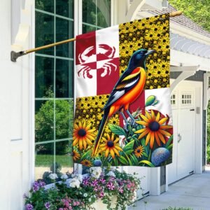 FLAGWIX Maryland State Baltimore Oriole Bird and Black-eyed Susan Flower Flag MLN2844F