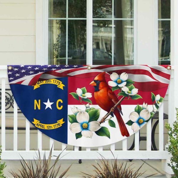 North Carolina State Dogwood Flower and Cardinal Non-Pleated Fan Flag MLN2958FL