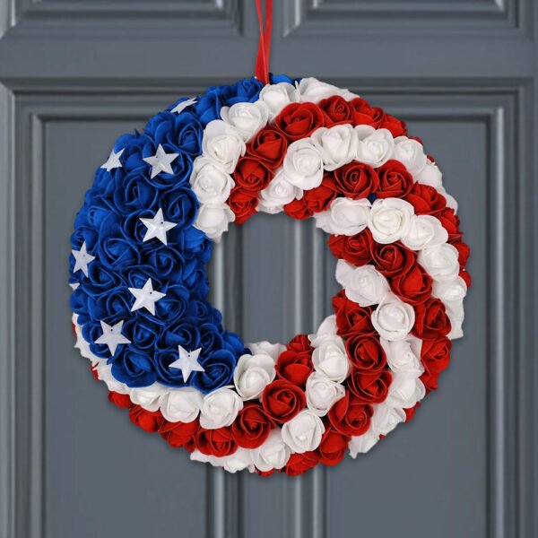FLAGWIX Rose Patriotic Wreath Memorial Veterans Day 4th Of July Independence Day Decorations