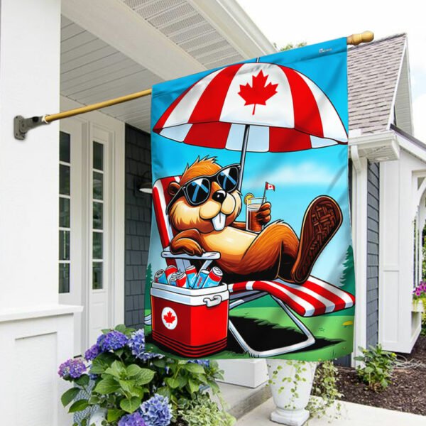 Canada Day Funny Beaver Chilling Out Flag TQN2995F